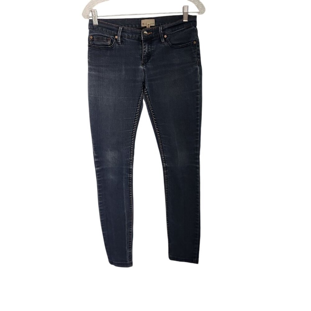 ROXY DENIM Jeans Blue Slim Stretch Tapered Leg Low Rise Juniors Size 5/27 EUC